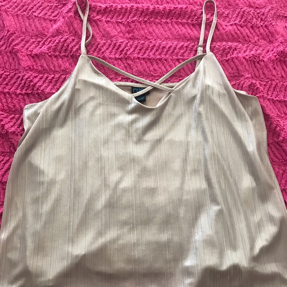Shiny gold criss cross tank